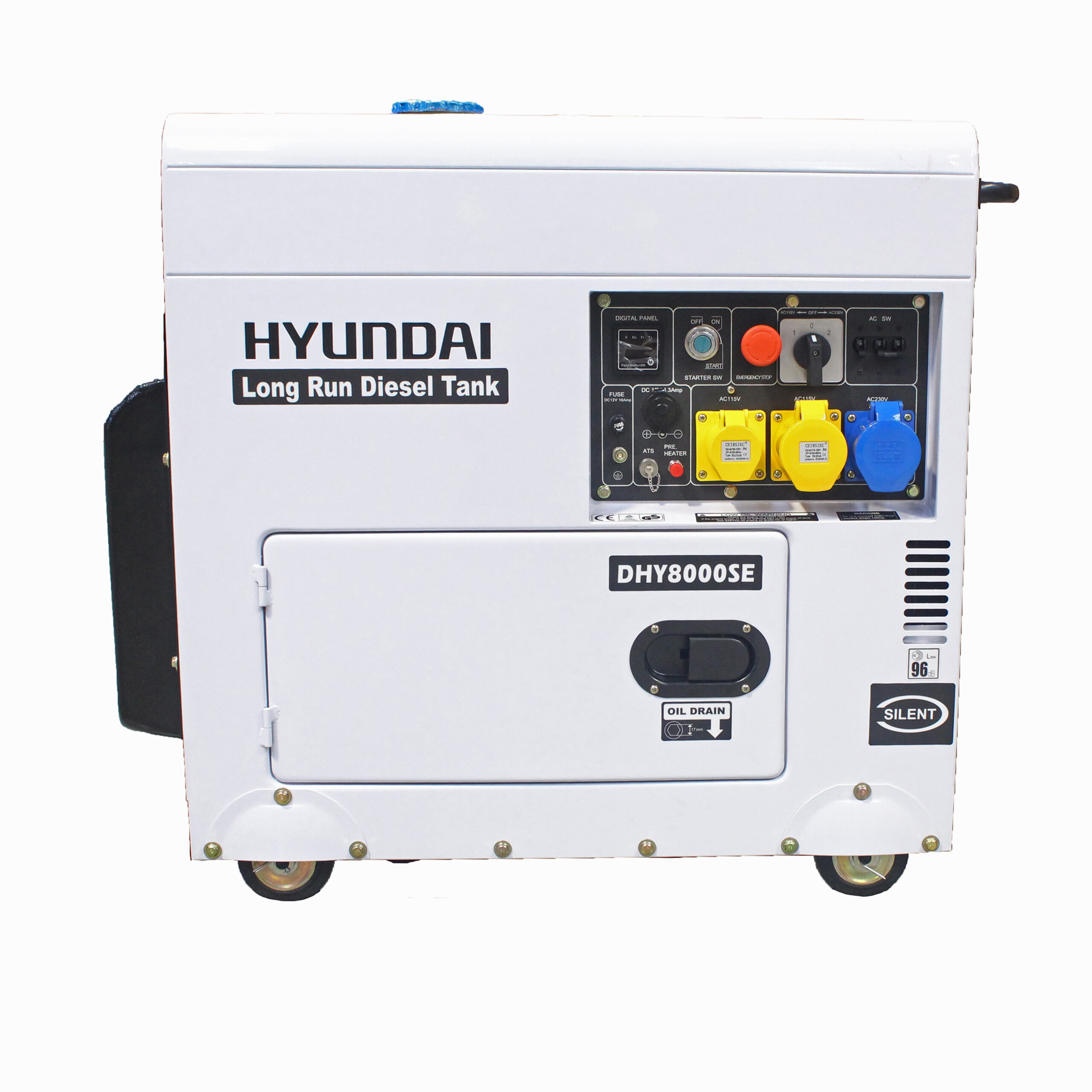 Hyundai 28kW / 35kVA* Single Phase, 230v Diesel Generator, 1500rpm  Water-cooled Slow Running Genset, Silenced Canopy