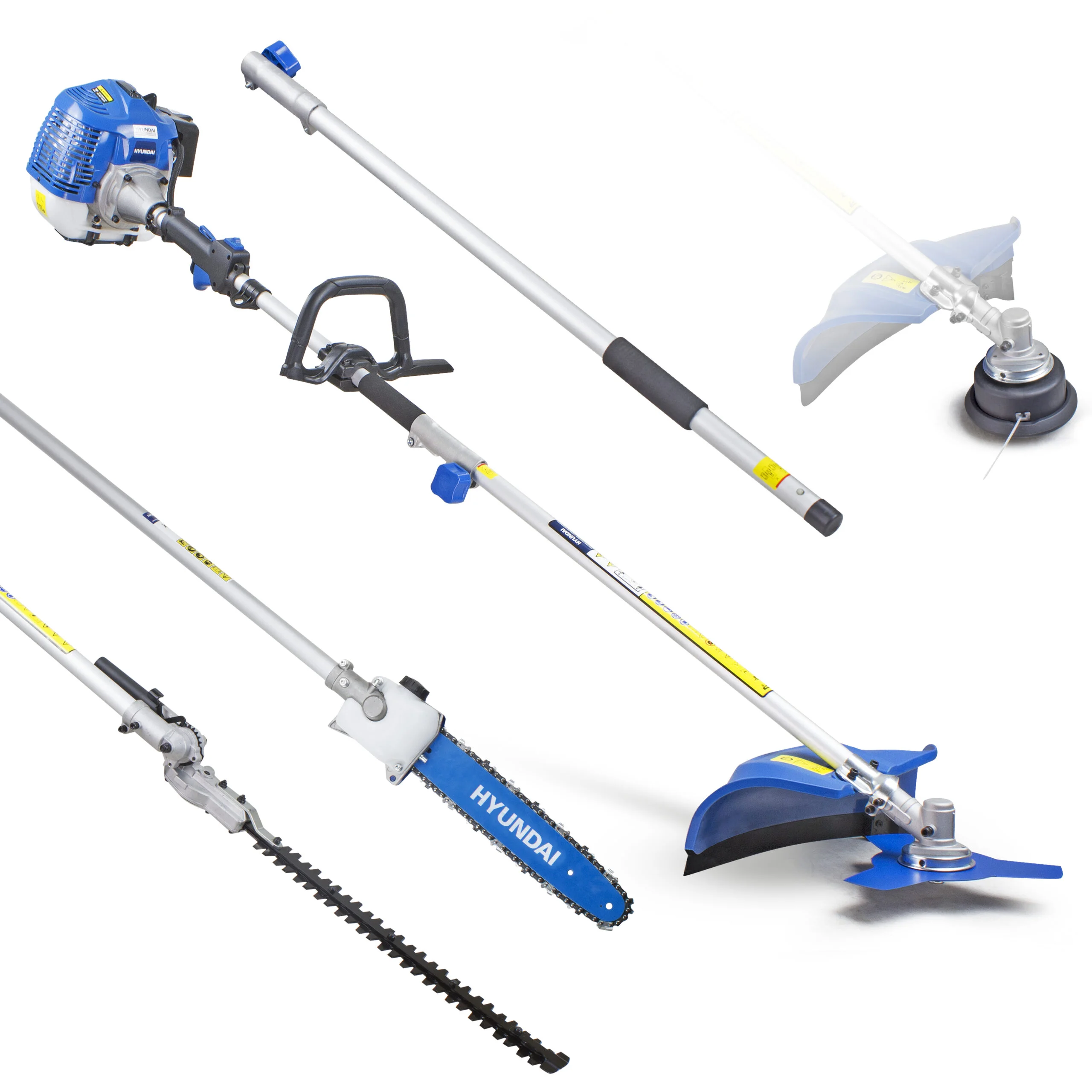 52cc petrol 5 in 1 multi tool. Comes with hedgetrimmer, pole saw, 2 string head, 3T blade, extension shaft, - Image 6